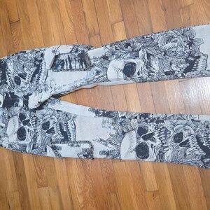 NEW Rebel Vengeance Men's 30 Relaxed Tapestry Skull Quilt Cargo Pants Streetwear